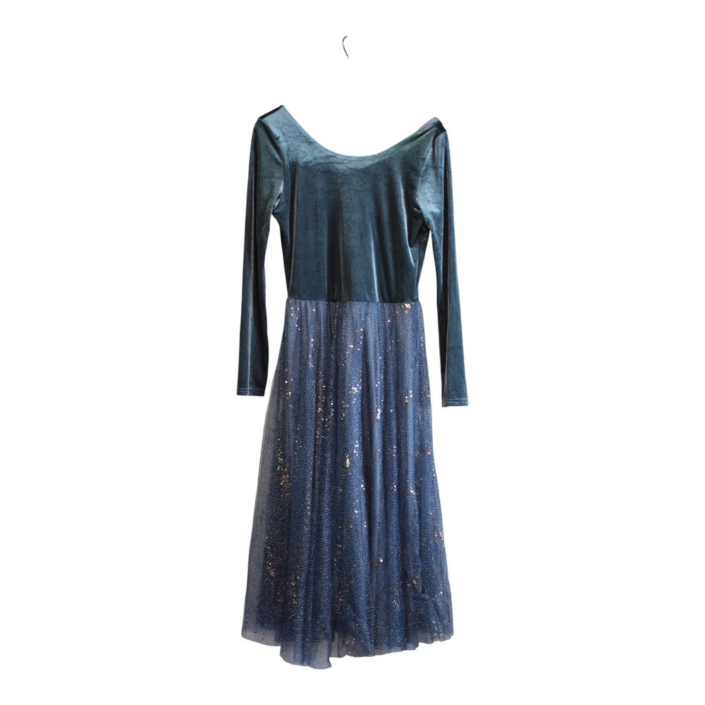 💙 ELESTORY Maternity Dress – Blue‎ Ballerina Velvet & Tulle – Size Large 💙